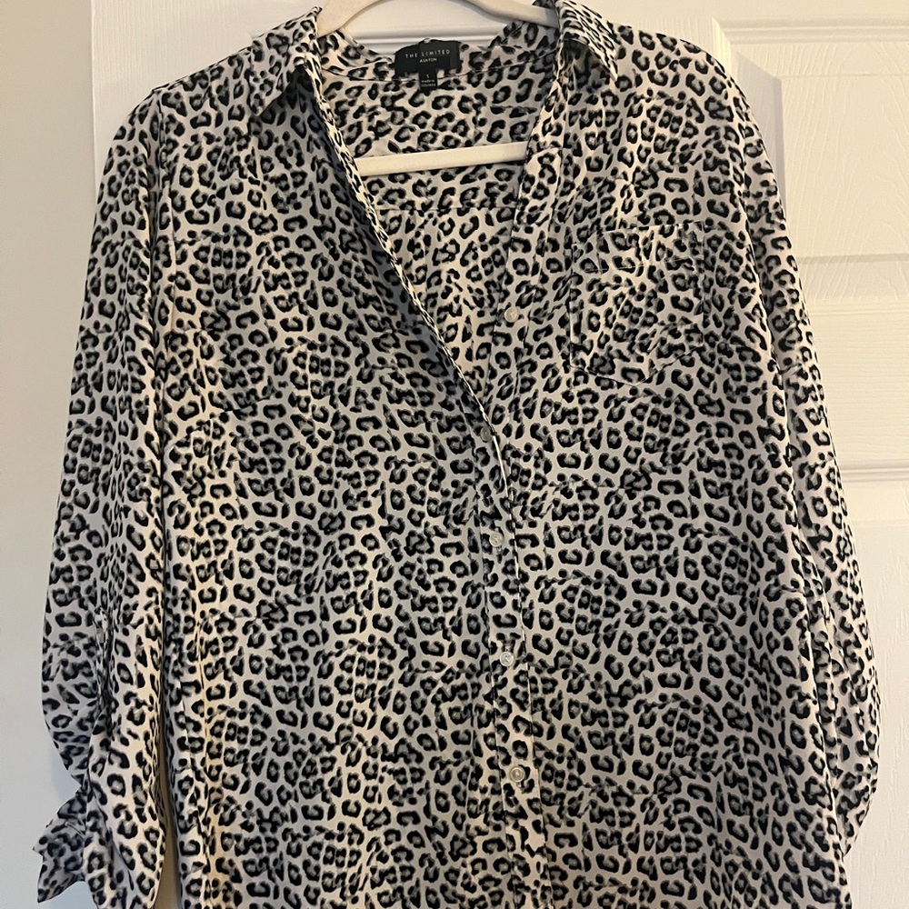 The Limited Black and White Leopard Print Button Down Shirt